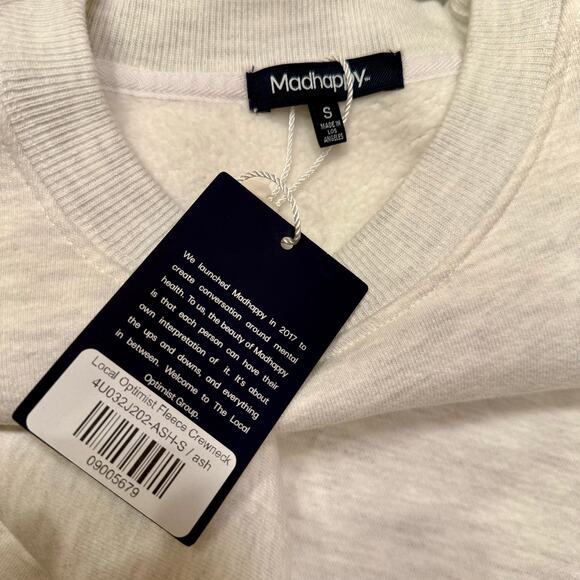 Madhappy Local Optimist Sweatshirt Ash Gray Crewneck Pullover Rainbow Small NWT - Picture 5 of 6